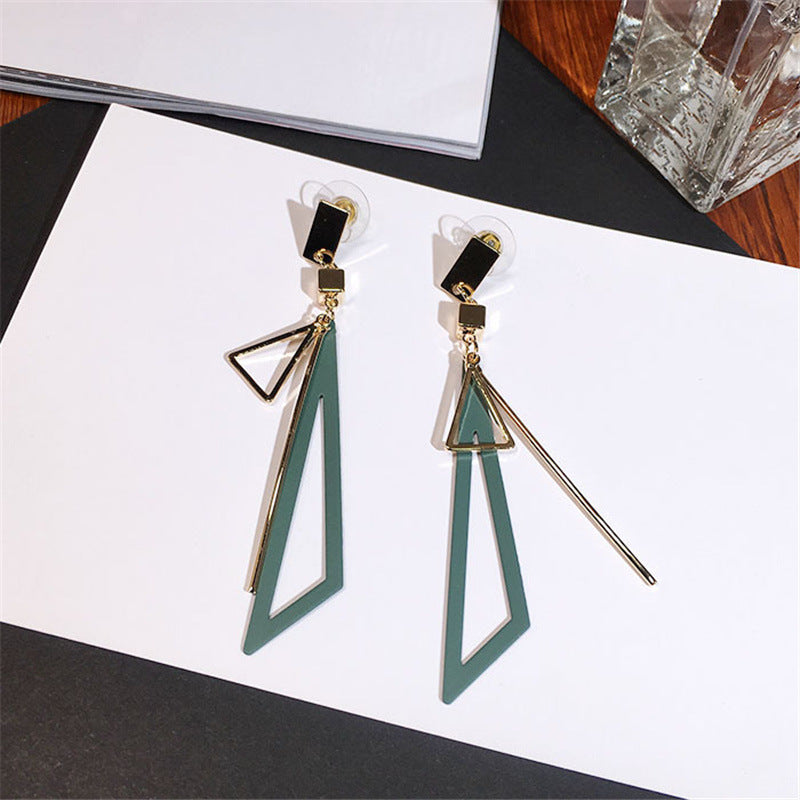 Wholesale Korean Style Geometric Triangle Earrings Metal Electroplated Jewelry Accessory
