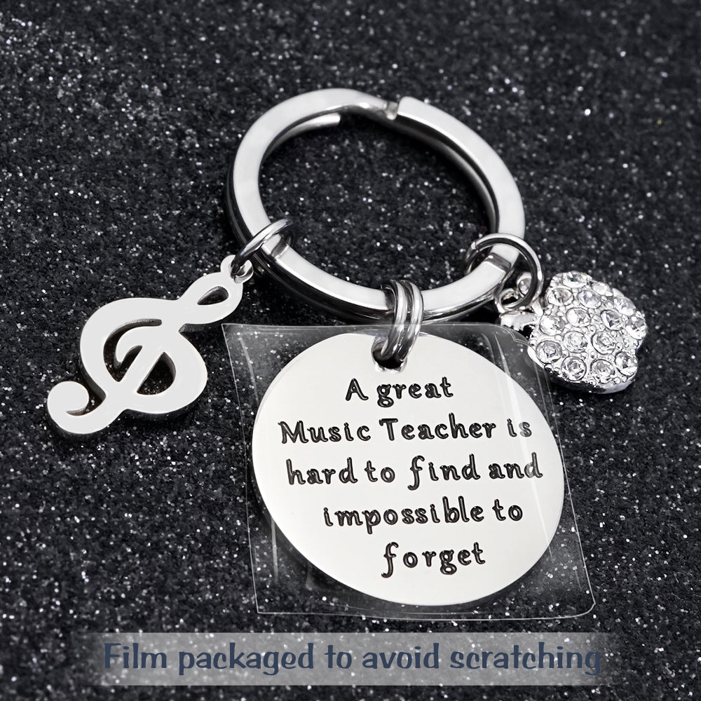 Wholesale Stainless Steel Teacher's Day Round Plate with Engraving Keychain Pendant Bulk Keychains Creative Keychain ACC-KC-BDNS001