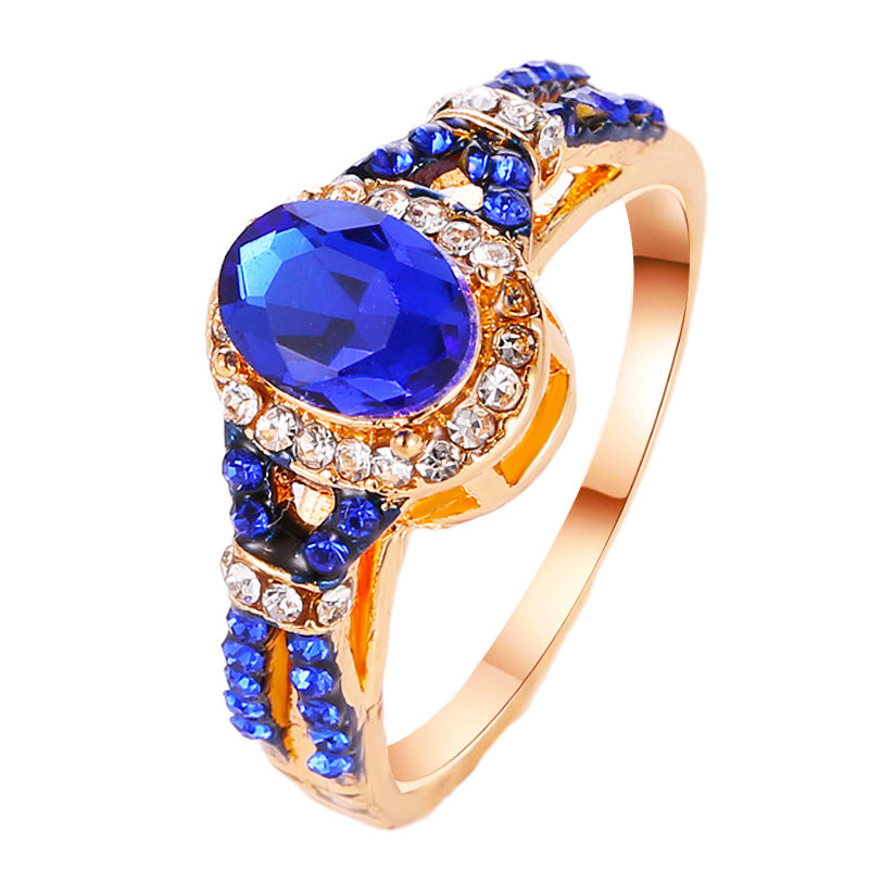 Wholesale blue zircon diamond ring