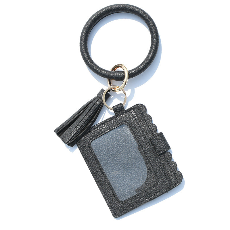 Wholesale Leopard Print PU Leather Tassel Keychain Wallet - Chic Fashion Accessory for Gift
