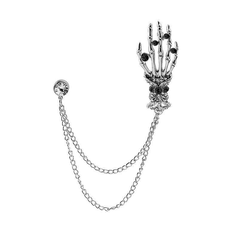 Wholesale Retro Diamond-encrusted Skull Palm Skeleton Multi-layer  Brooch