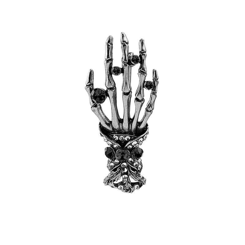 Wholesale  Exaggerated  Bone Palm Diamond-encrusted Retro Punk Brooch
