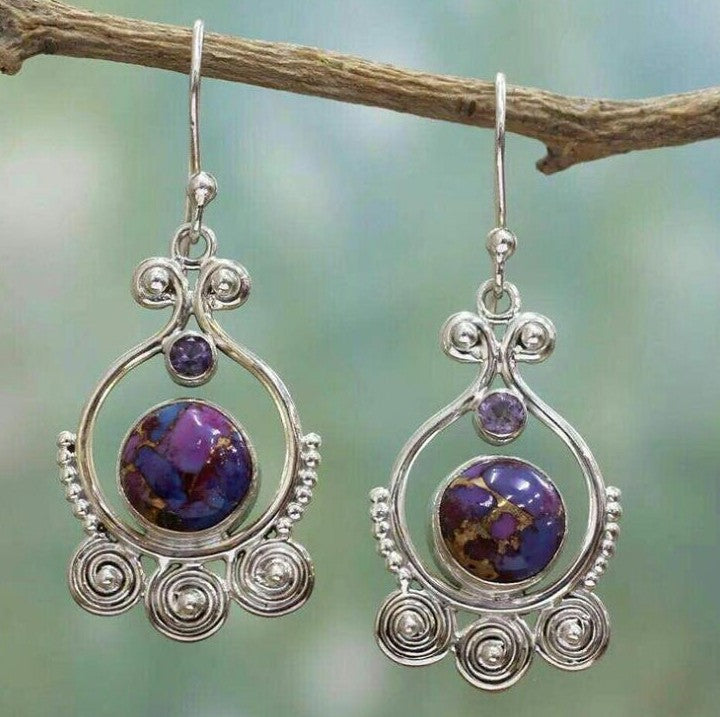 Wholesale Diamond-Cut Alloy Sea Blue Rotating Water Drop Pear-Shaped Earrings Fashion Accessory Party Jewelry Gift