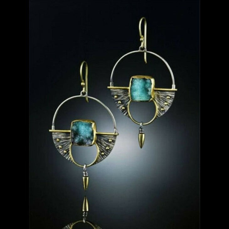 Wholesale Diamond-Cut Alloy Sea Blue Rotating Water Drop Pear-Shaped Earrings Fashion Accessory Party Jewelry Gift