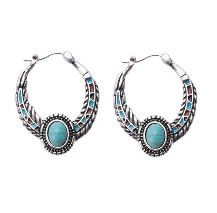 Wholesale Diamond-Cut Alloy Sea Blue Rotating Water Drop Pear-Shaped Earrings Fashion Accessory Party Jewelry Gift