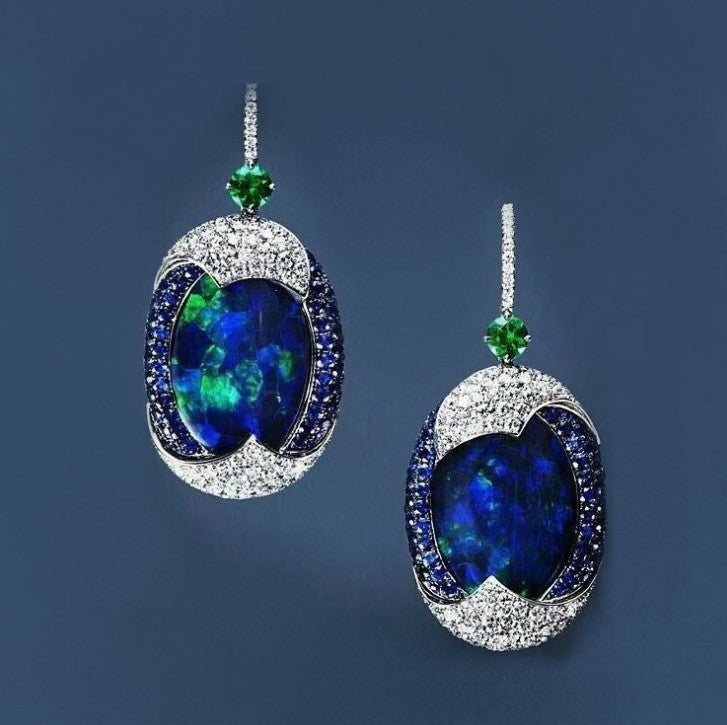 Wholesale Diamond-Cut Alloy Sea Blue Rotating Water Drop Pear-Shaped Earrings Fashion Accessory Party Jewelry Gift