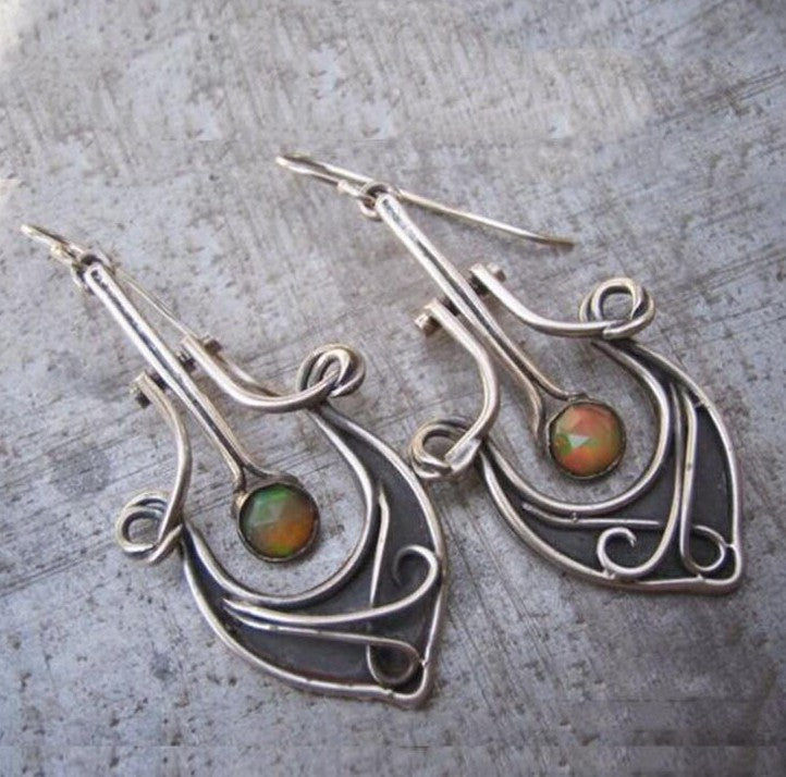 Wholesale Diamond-Cut Alloy Sea Blue Rotating Water Drop Pear-Shaped Earrings Fashion Accessory Party Jewelry Gift