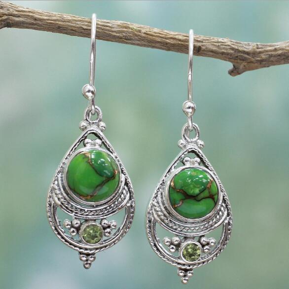 Wholesale Diamond-Cut Alloy Sea Blue Rotating Water Drop Pear-Shaped Earrings Fashion Accessory Party Jewelry Gift