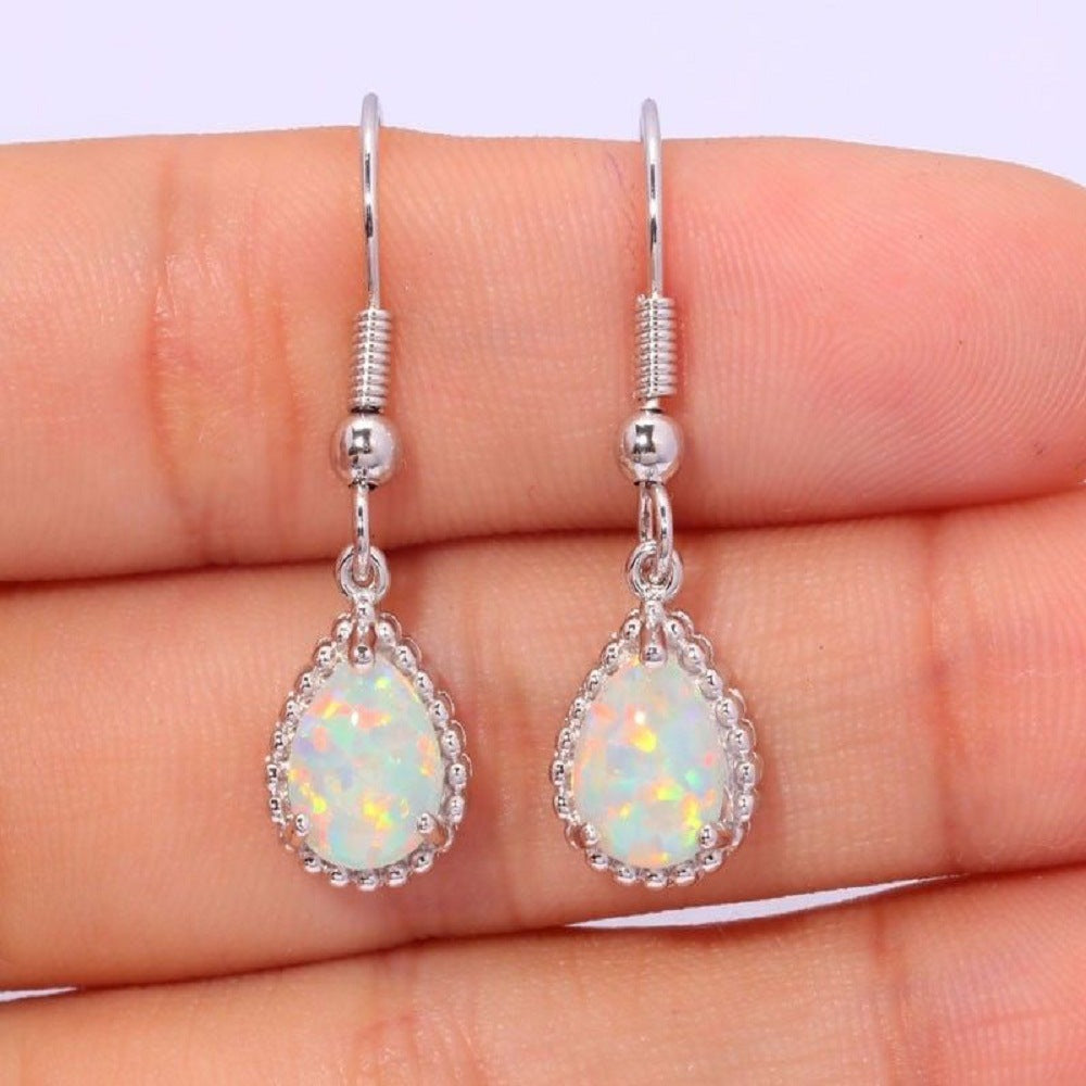 Wholesale Diamond-Cut Alloy Sea Blue Rotating Water Drop Pear-Shaped Earrings Fashion Accessory Party Jewelry Gift