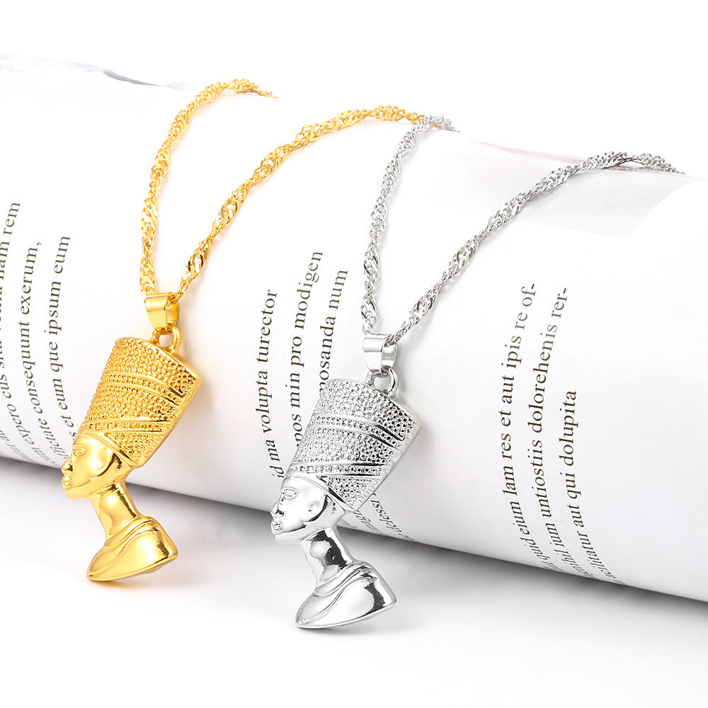 Wholesale  Egyptian pharaoh head hip hop pendant necklace