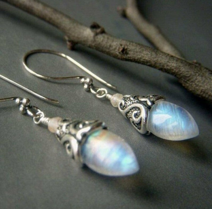 Wholesale Diamond-Cut Alloy Sea Blue Rotating Water Drop Pear-Shaped Earrings Fashion Accessory Party Jewelry Gift