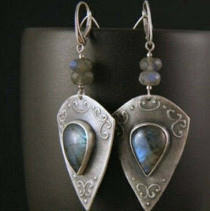 Wholesale Diamond-Cut Alloy Sea Blue Rotating Water Drop Pear-Shaped Earrings Fashion Accessory Party Jewelry Gift