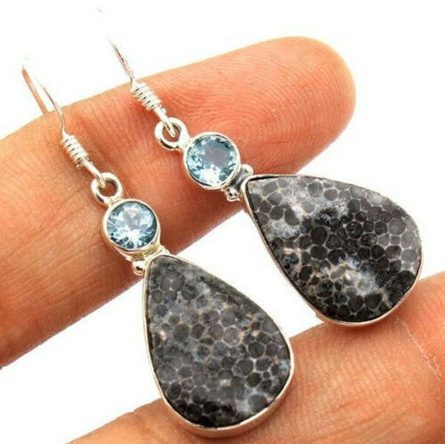 Wholesale Diamond-Cut Alloy Sea Blue Rotating Water Drop Pear-Shaped Earrings Fashion Accessory Party Jewelry Gift