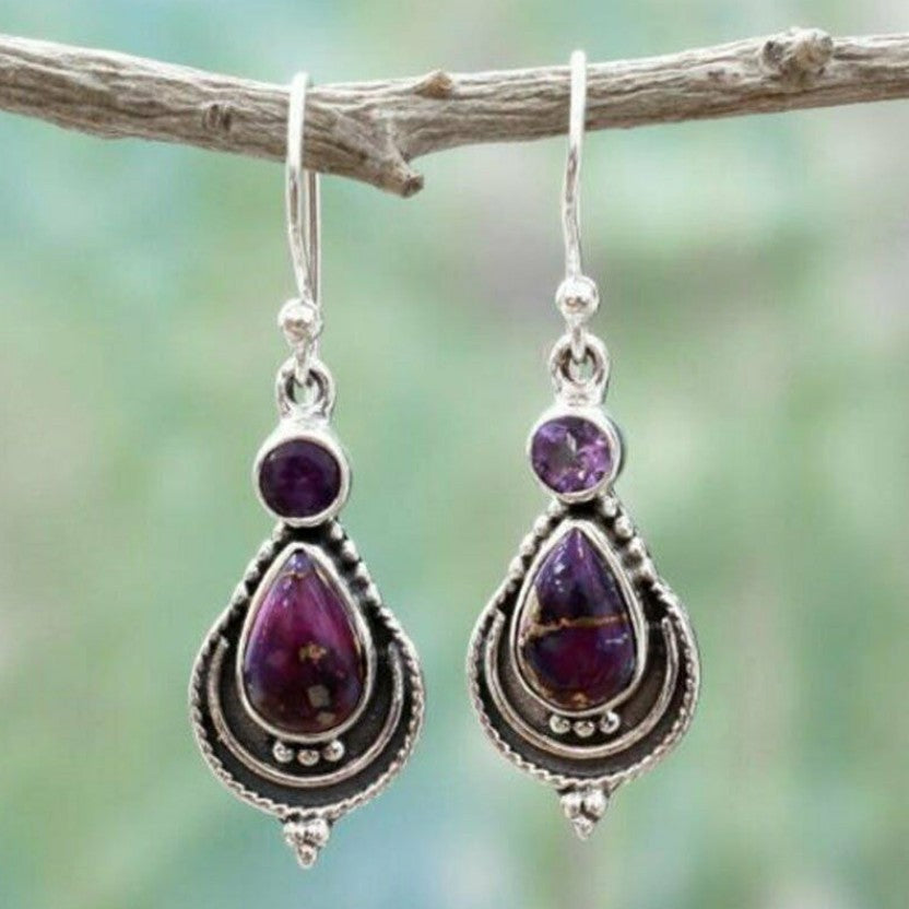 Wholesale Diamond-Cut Alloy Sea Blue Rotating Water Drop Pear-Shaped Earrings Fashion Accessory Party Jewelry Gift