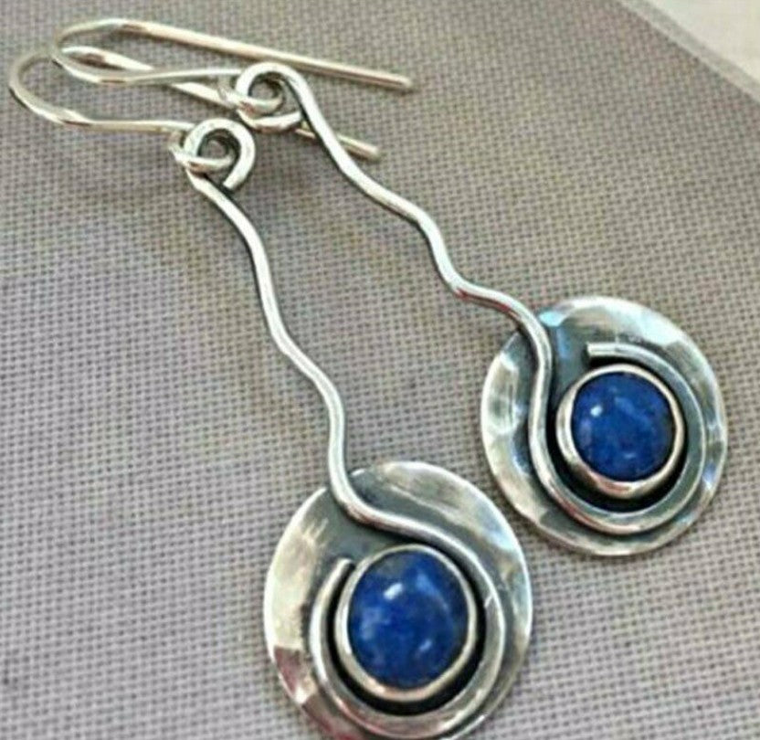 Wholesale Diamond-Cut Alloy Sea Blue Rotating Water Drop Pear-Shaped Earrings Fashion Accessory Party Jewelry Gift