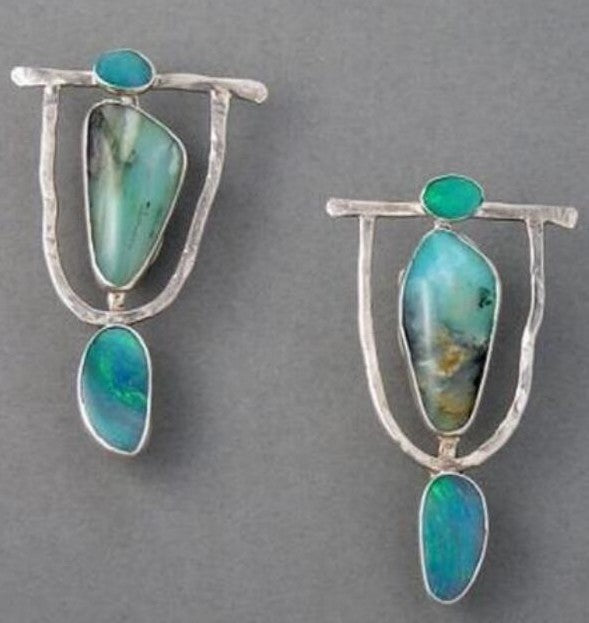 Wholesale Diamond-Cut Alloy Sea Blue Rotating Water Drop Pear-Shaped Earrings Fashion Accessory Party Jewelry Gift