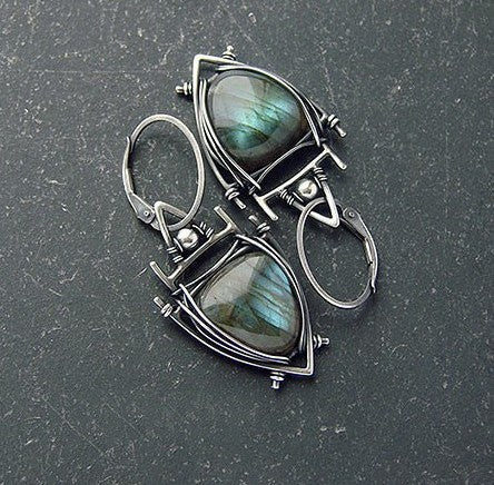 Wholesale Diamond-Cut Alloy Sea Blue Rotating Water Drop Pear-Shaped Earrings Fashion Accessory Party Jewelry Gift