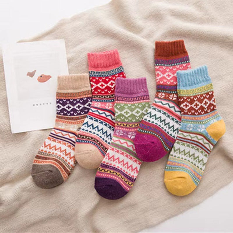 Wholesale 5pairs Thick Warm Rabbit Wool Mid-tube Socks ACC-SK-Mucong003