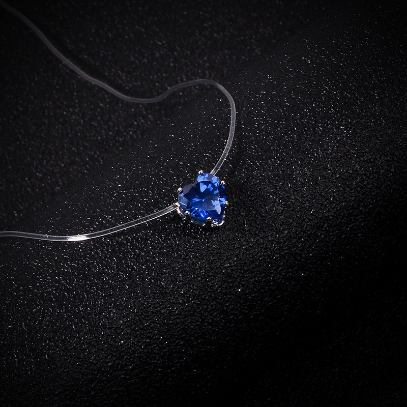 Wholesale Love Pendant Necklace Transparent Fishing Line Colored Zircon Clavicle Chain Choker Necklace ACC-NE-Yiran002