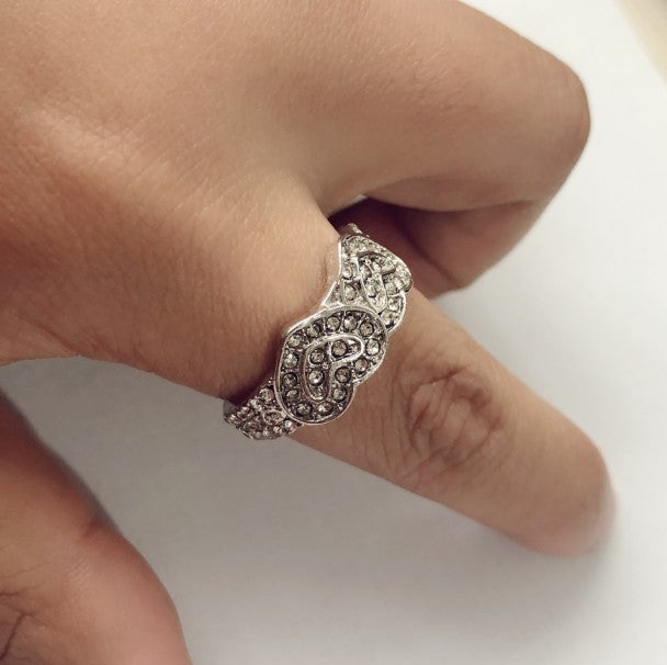 Wholesale Heart-shaped Full Diamond Double Heart-shaped Ring