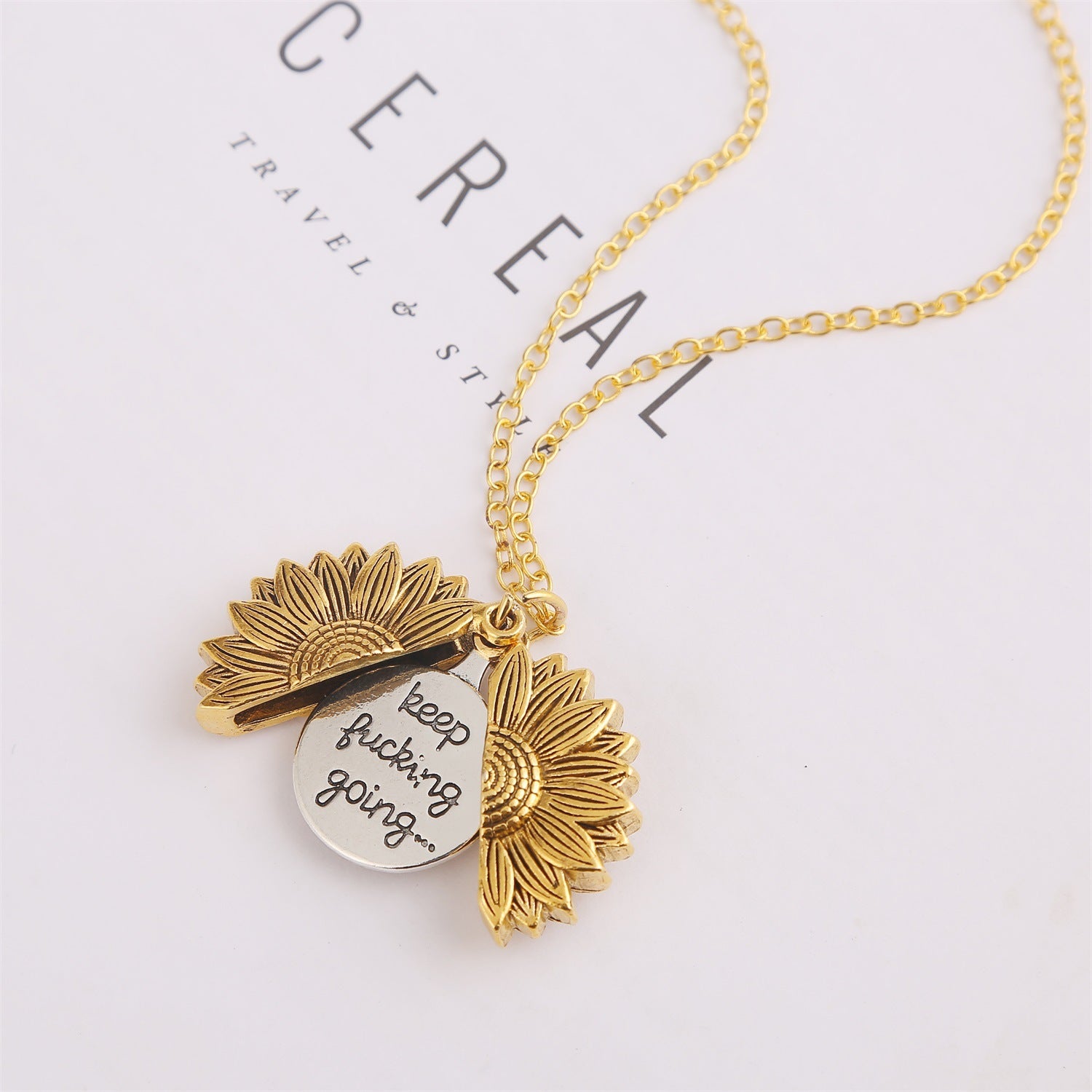 Wholesale Alloy Sunflower Openable Double-sided Engraving Keychain Pendant ACC-KC-ManYi001