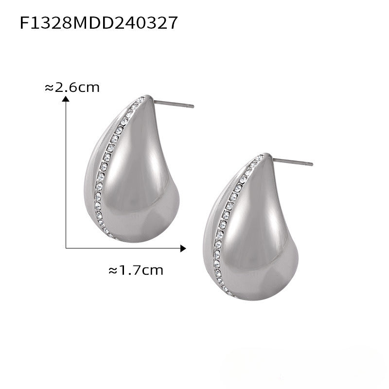 Wholesale Gold-plated Titanium Steel Drop-shaped Earrings Vintage Earrings ACC-ES-OMK001