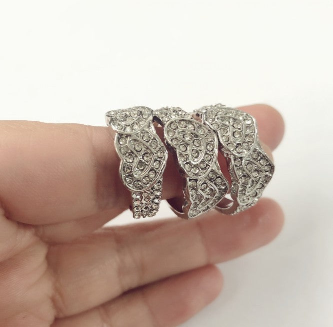 Wholesale Heart-shaped Full Diamond Double Heart-shaped Ring