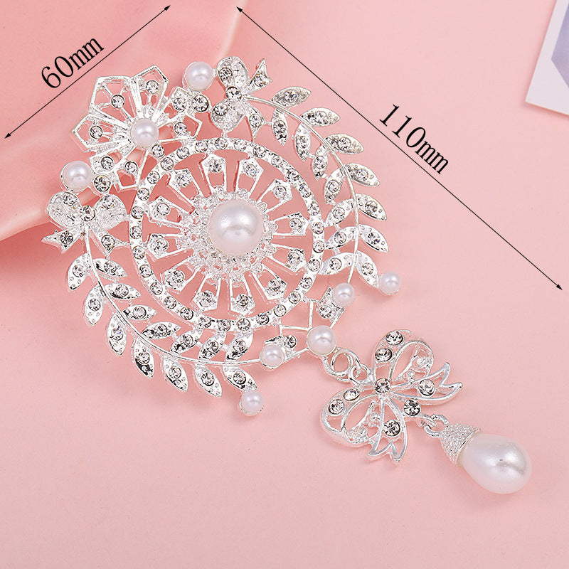 En gros diamant perle fleur soleil dieu fleur broche