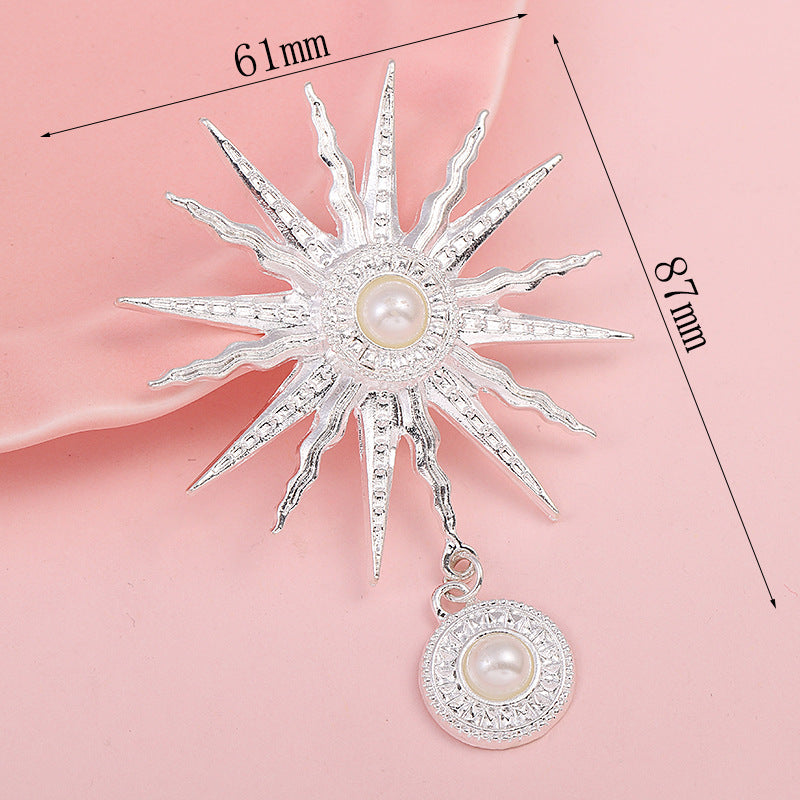 Wholesale  Diamond Pearl Flower Sun God flower brooch gem pendant