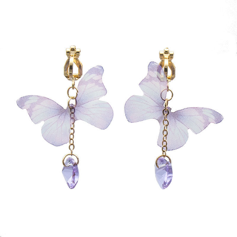 Wholesale Butterfly Earrings Glass Fabric Ear Clips ACC-ES-Yunf001
