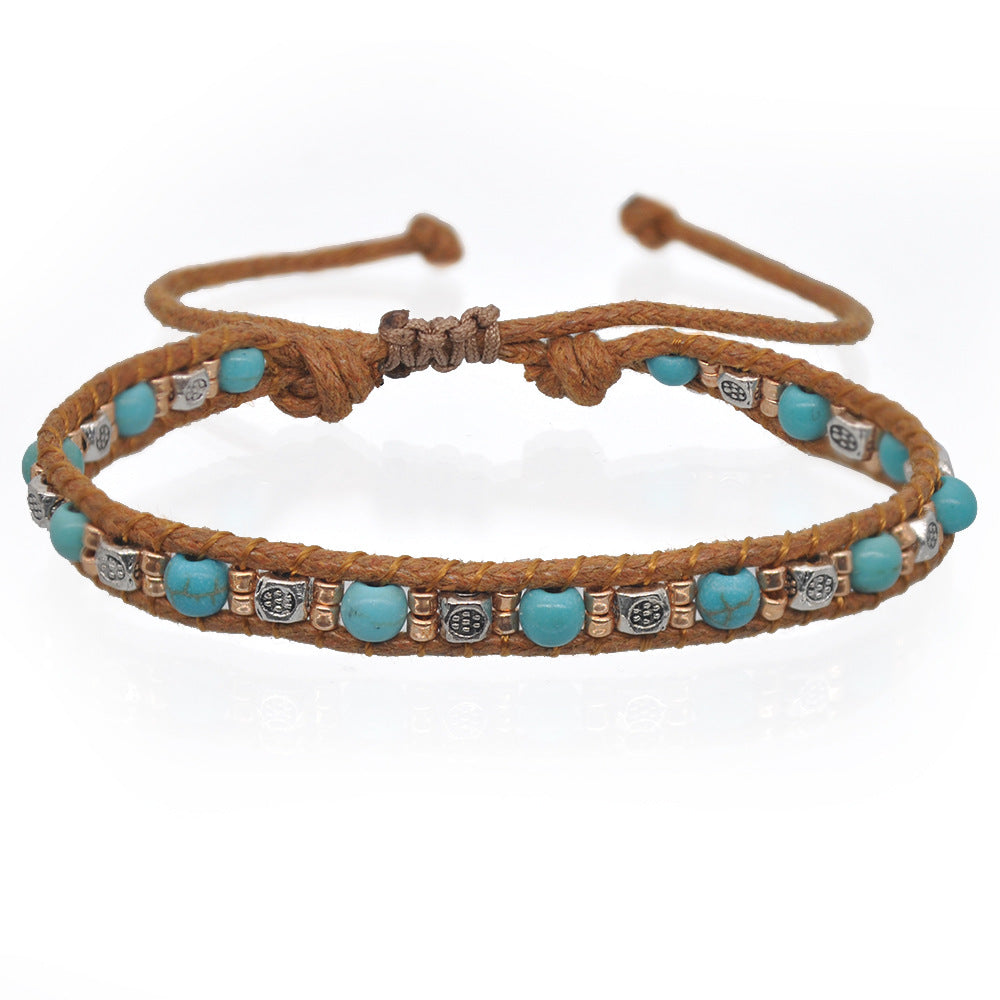 Wholesale Handmade Boho Chic Double-Strand Rice Bead Stretch Bracelet,  Middle Eastern Style Women' s Jewelry Accessory