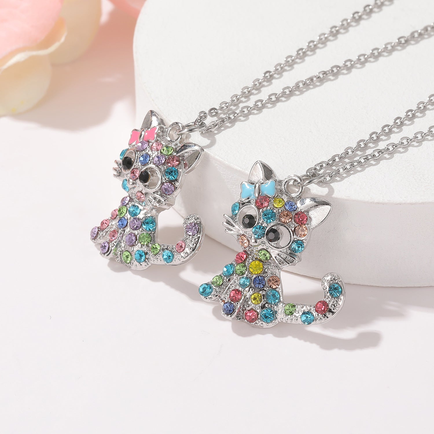 Wholesale  cartoon cat necklace earrings ring suit jewelry