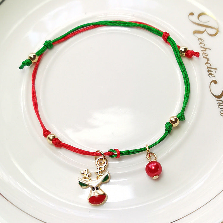 Wholesale Christmas Snowflake Elk Christmas Tree Braided Bracelet ACC-BT-Haol008