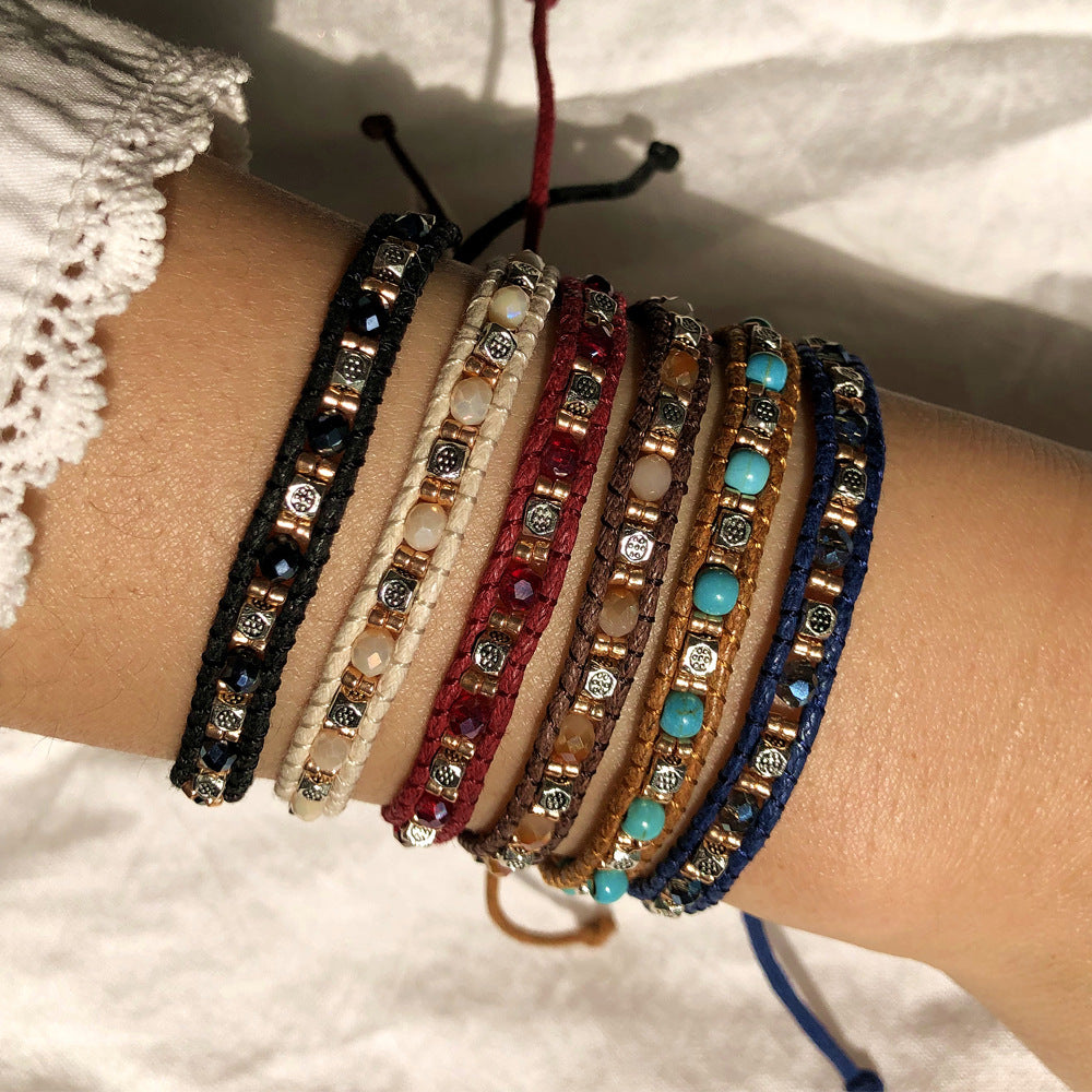 Wholesale Geometric Hand-Woven Artificial Crystal Bracelet for Women,  Trendy Everyday Wear Jewelry
