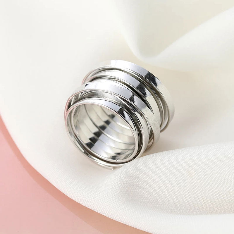 Wholesale  Retro Elegant Multi-Layer Wide Edition Ring