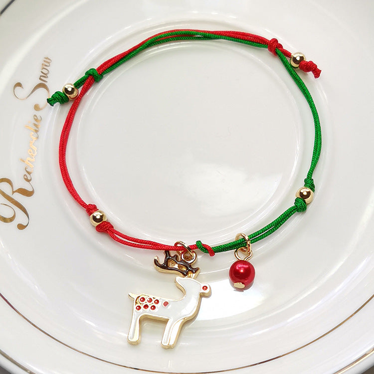 Wholesale Christmas Snowflake Elk Christmas Tree Braided Bracelet ACC-BT-Haol008