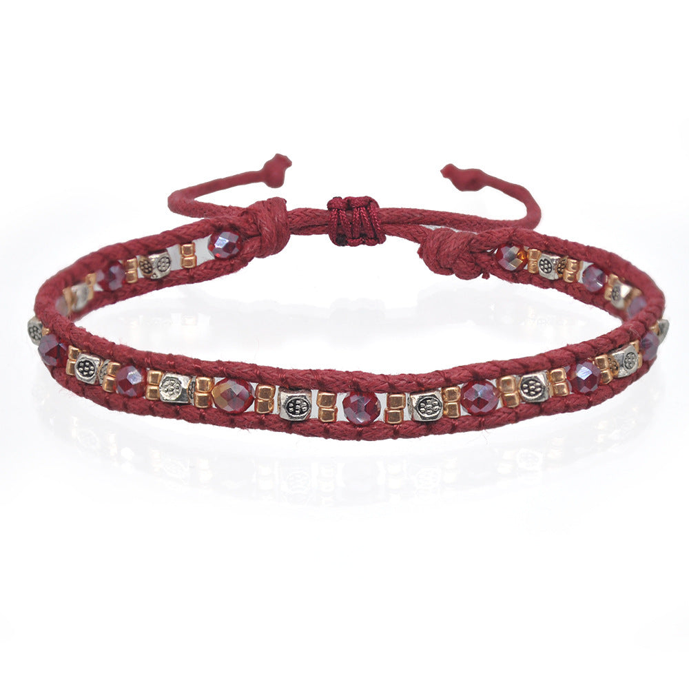 Wholesale Handmade Boho Chic Double-Strand Rice Bead Stretch Bracelet,  Middle Eastern Style Women' s Jewelry Accessory
