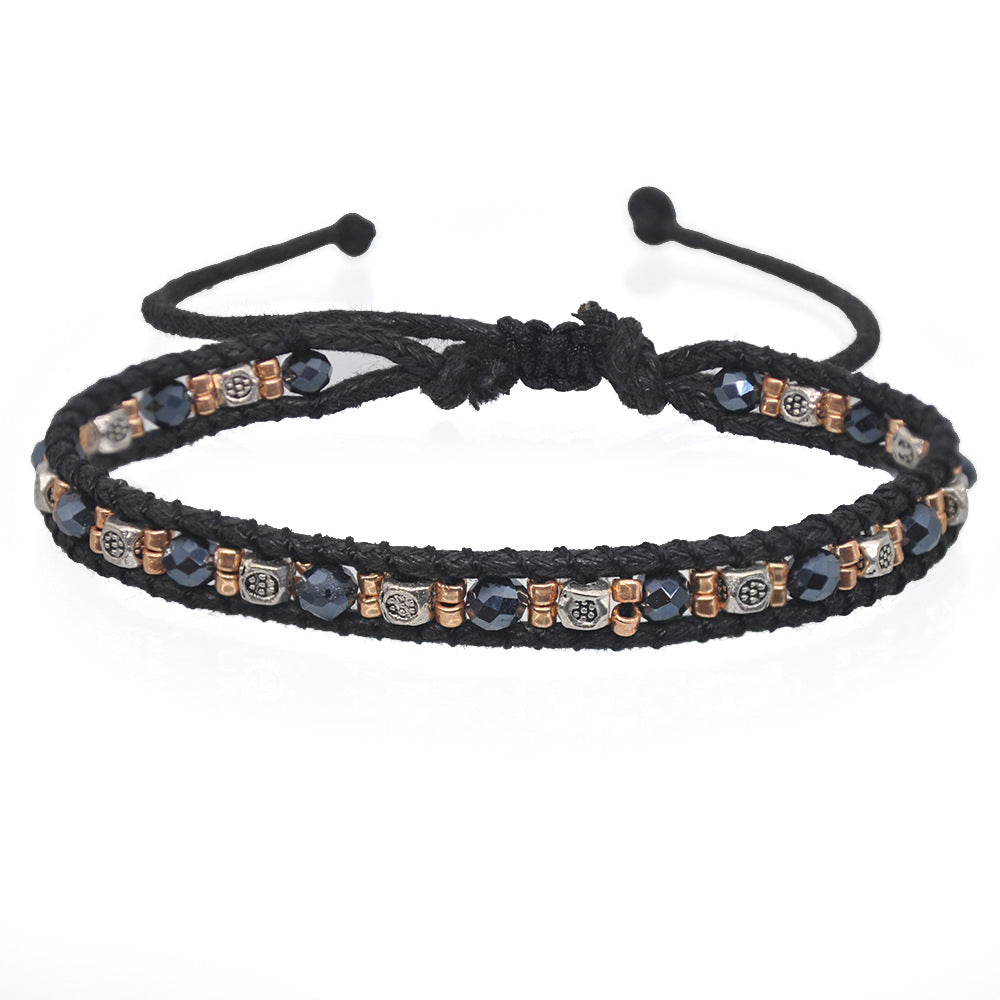 Wholesale Handmade Boho Chic Double-Strand Rice Bead Stretch Bracelet,  Middle Eastern Style Women' s Jewelry Accessory