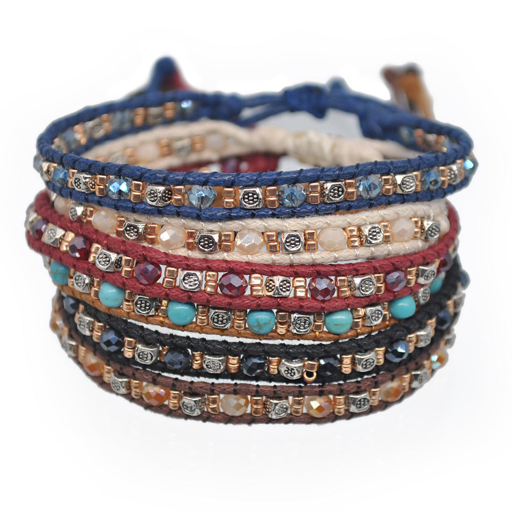 Wholesale Geometric Hand-Woven Artificial Crystal Bracelet for Women,  Trendy Everyday Wear Jewelry