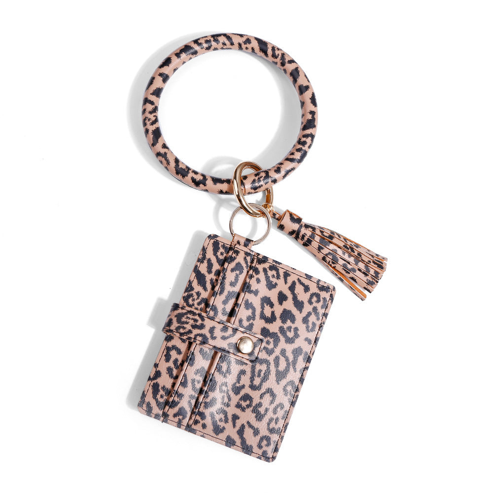 Wholesale PU leather large capacity card holder coin purse bracelet keychain ACC-KC-JM005