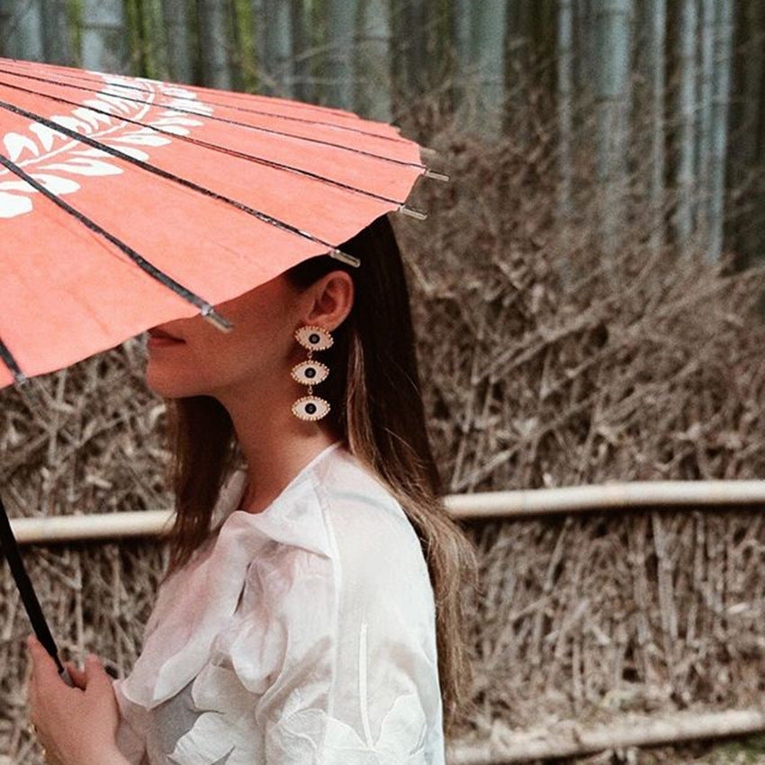 Wholesale Vintage White Oil Dripping Devil Eye Eye Earrings ACC-ES-Huil006