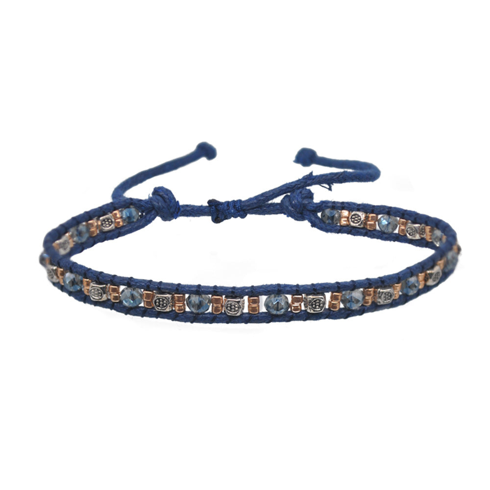Wholesale Handmade Boho Chic Double-Strand Rice Bead Stretch Bracelet,  Middle Eastern Style Women' s Jewelry Accessory