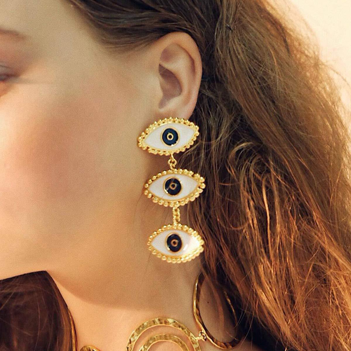 Wholesale Vintage White Oil Dripping Devil Eye Eye Earrings ACC-ES-Huil006