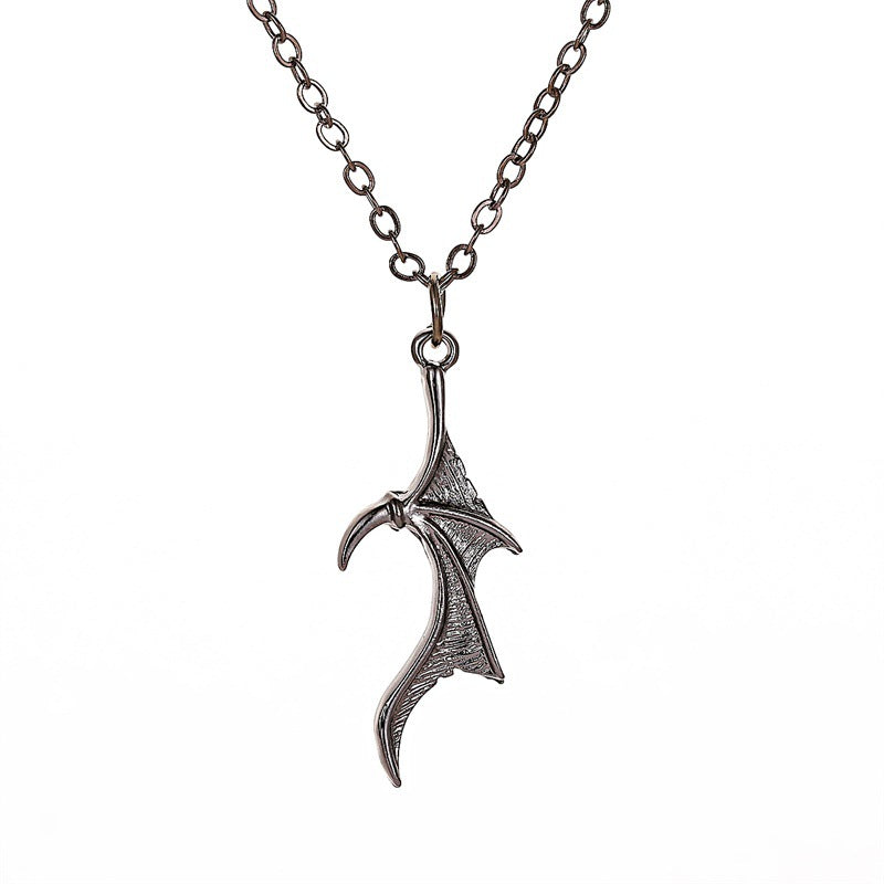Wholesale Gothic Vintage Heart Wing Pendant Necklace Alloy Electroplated Fashion Jewelry Accessory