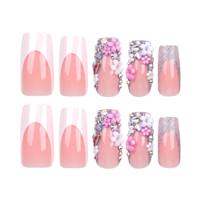 Wholesale 24 Pieces/box Flower White Edge Nails Kits Nail Stickers ACC-NS-LeFan250