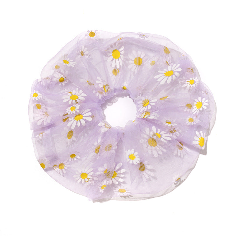 Wholesale12pcs Daisy Mesh Handmade Embroidered Organza Hair Scrunchies ACC-HS-SanTai018