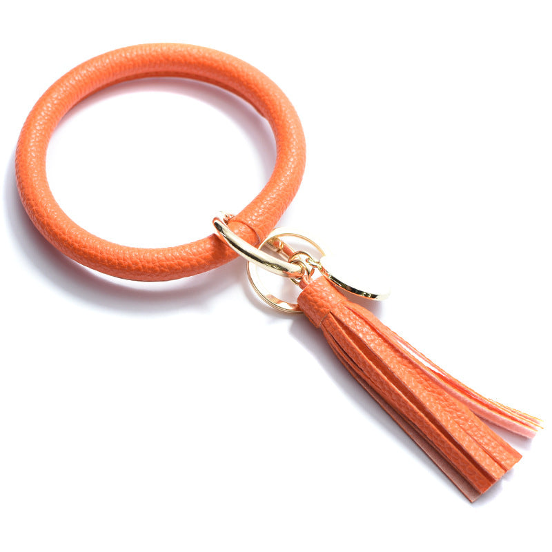 Wholesale Solid Color Leather Wristlet Keychain ACC-KC-QiuXue004