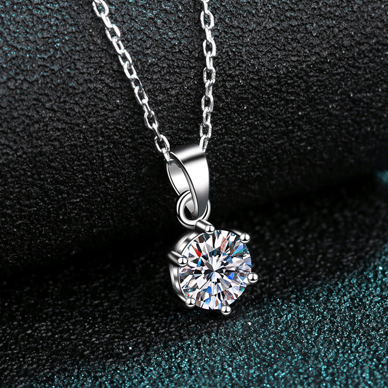 Wholesale 925 sterling silver necklace moissanite six claw pendant necklace