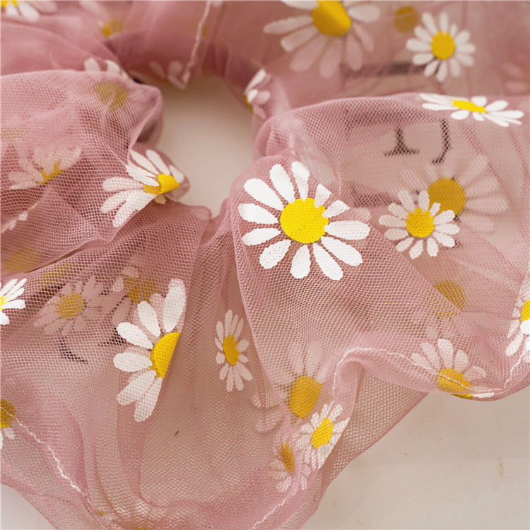 Wholesale12pcs Daisy Mesh Handmade Embroidered Organza Hair Scrunchies ACC-HS-SanTai018