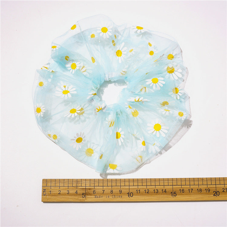 Wholesale12pcs Daisy Mesh Handmade Embroidered Organza Hair Scrunchies ACC-HS-SanTai018